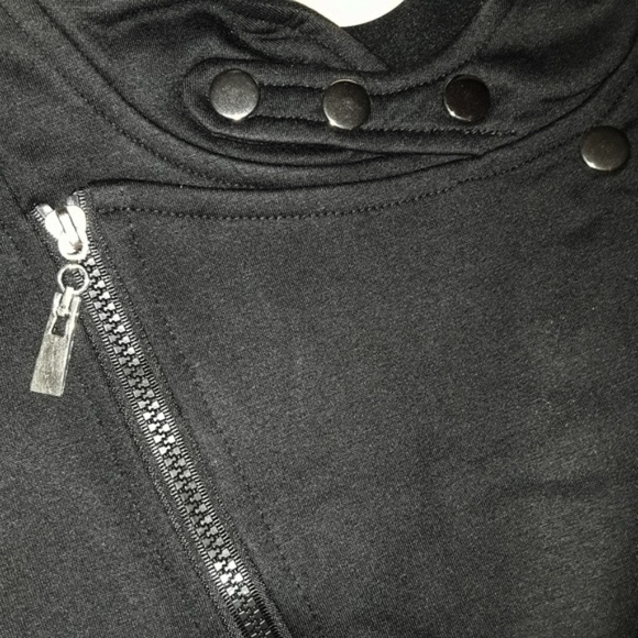 Long Sleeve Lapel Zip Black  Snap Cardigan Hoodie - Picture 7 of 8